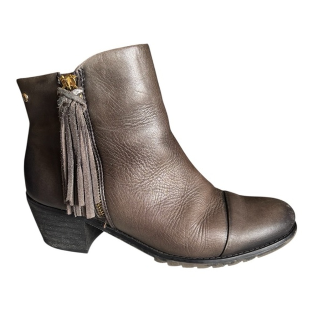 Pikolinos Andorra Leather Tassel Ankle Boots Heeled size 39 Women’s Gray